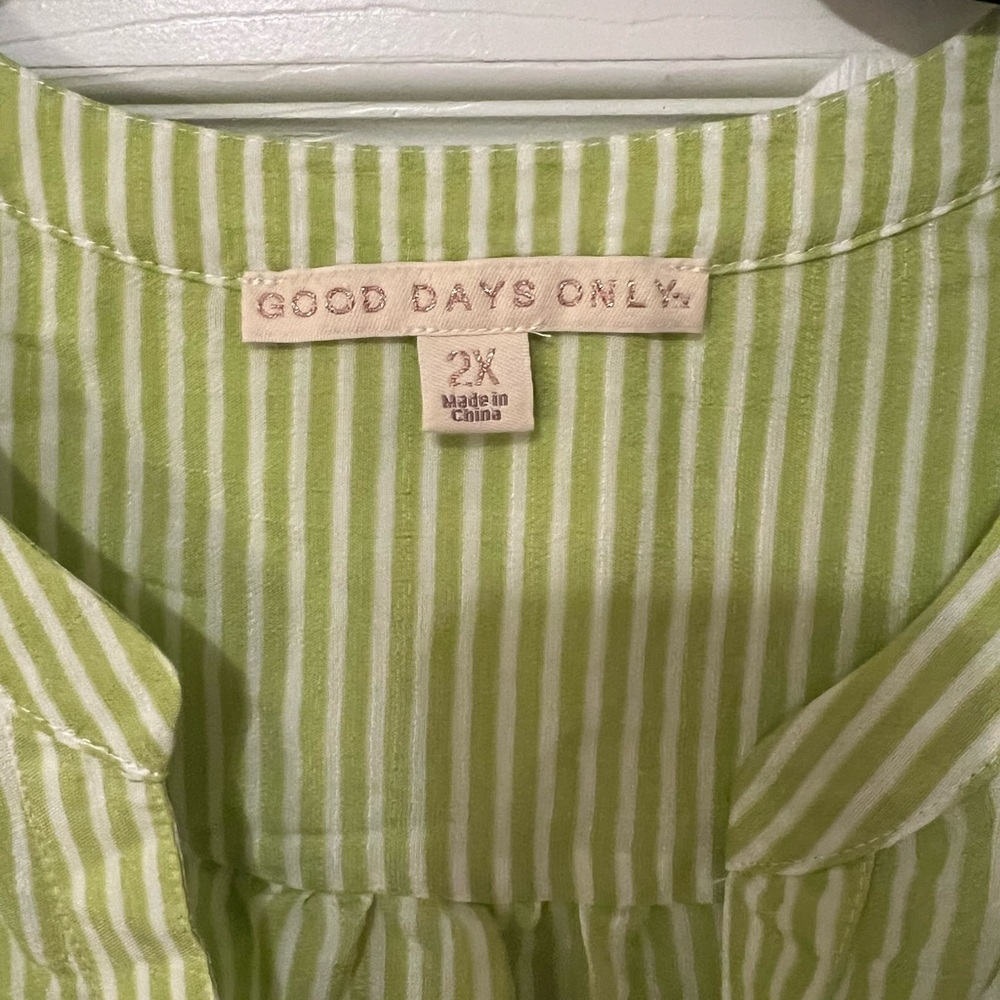 Green Striped Blouse by Good Days Only